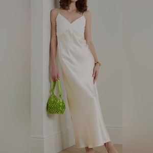 FRAME two-tone white floor length dress